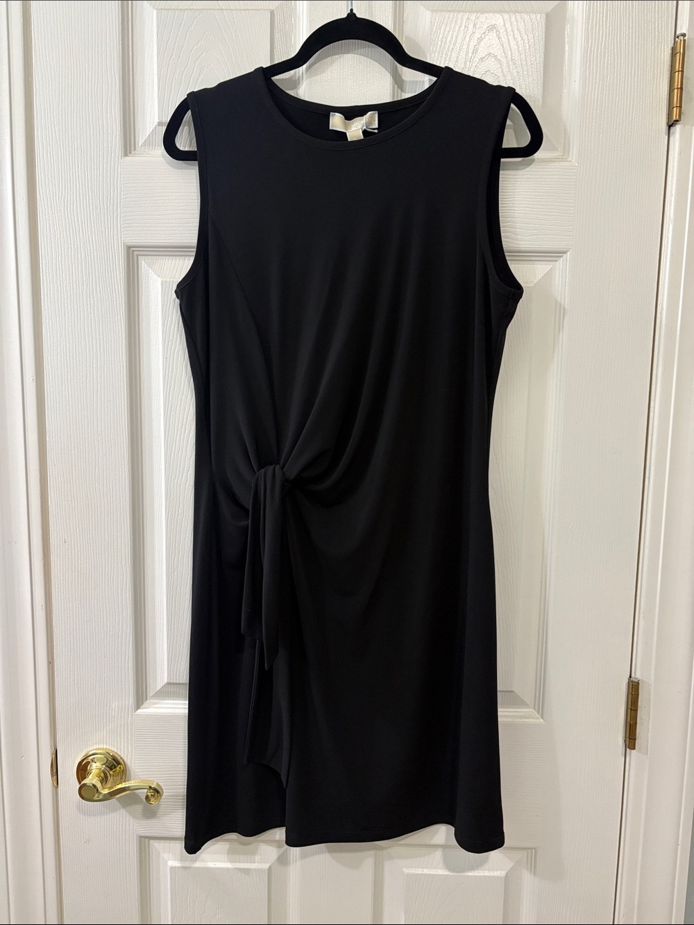 MICHAEL Michael Kors Black Sleeveless Midi Dress with Side Knot